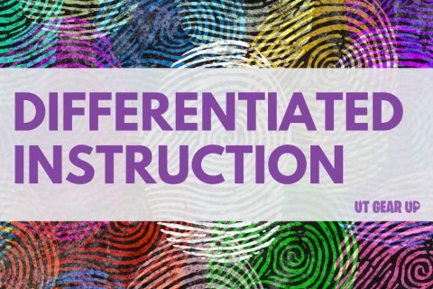 This image features text reading "Differentiated Instruction" over a colorful background.
