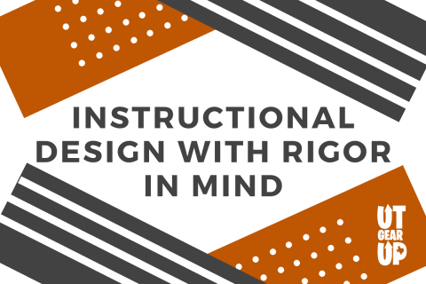 This image features text reading "Instructional Design with Rigor in Mind" superimposed over a colorful background.